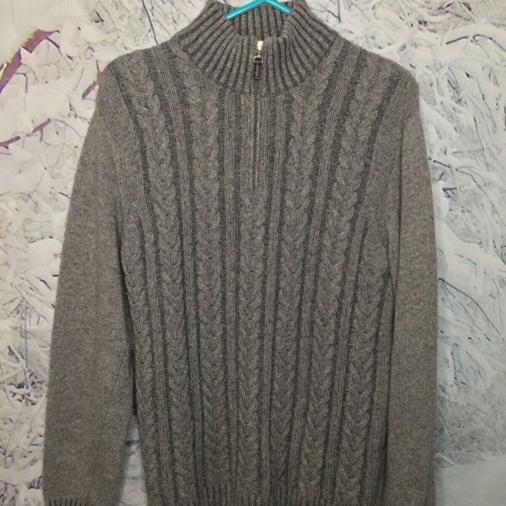 Daniele Blasi Men's Grey Wool‎ Blend Quarter Zip Kni Sweater Italy Size L